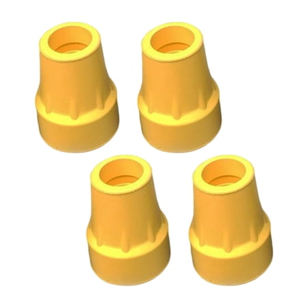 Set of 4 22mm Cane Tips Crutches Pads Durable replacements for Grass, Gravel or Sand Ground Good Performance AntiSlip Base Wear Resistant Yellow