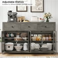 thumbnail image 7 of Homfa 55'' Large Sideboard Buffet Cabinet, Kitchen Storage Cabinet with 3 Drawers and 4 Glass Doors, Wood Coffee Bar Cabinet for Living Room, Gray, 7 of 7