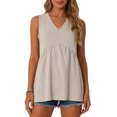 thumbnail image 7 of enyan Womens Workout Tops Women's Tank Tops V Neck Summer Racerback Tops Loose Fit Casual Sleeveless Tee Workout Yoga Athletic Shirts,Beige,XXL, 7 of 7