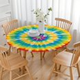 thumbnail image 3 of Rainbow Tie Dye Mandala Pattern Round Fitted Tablecloth with Elastic Edge,Dining Table Cover Waterproof,Outdoor Round Tablecloth for Camping,Dining,Indoor and Outdoor, 3 of 7