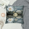 thumbnail image 2 of JEUXUS Zen Wall Art Lotus Flowers Stones on Water Water Lily Zipper Closure Plush Pillowcase White, 2 of 5