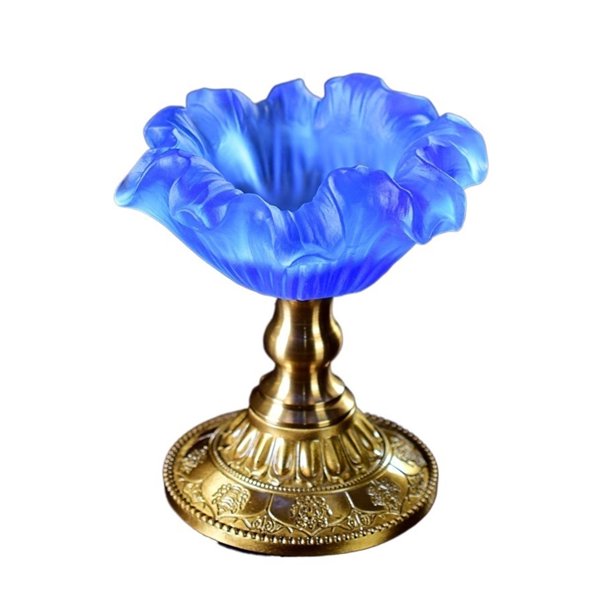 Candelabro en forma de flor creativa, candelabro esmaltado Retro, decoración de escritorio, Base de cobre