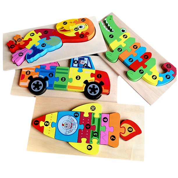 3D puzzle toy Montessori color animal jigsaw puzzle cognition early learning game educational toy for children baby toys heqiyong LED