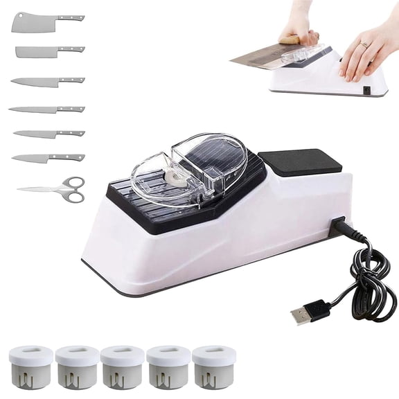 Electric Knife Sharpener, Professional Electric Knife Sharpeners for Kitchen Knives, Double Sided Knife Sharpener, Quick Sharpening & Polishing, Stable Non-slip Base