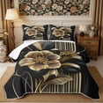 thumbnail image 2 of Manfei Vintage Floral Leaves Twin Quilt Set 2 Pieces,Minimalist Stripes Twin Coverlet Set,1 Bedspread and 1 Pillowcase, 2 of 7
