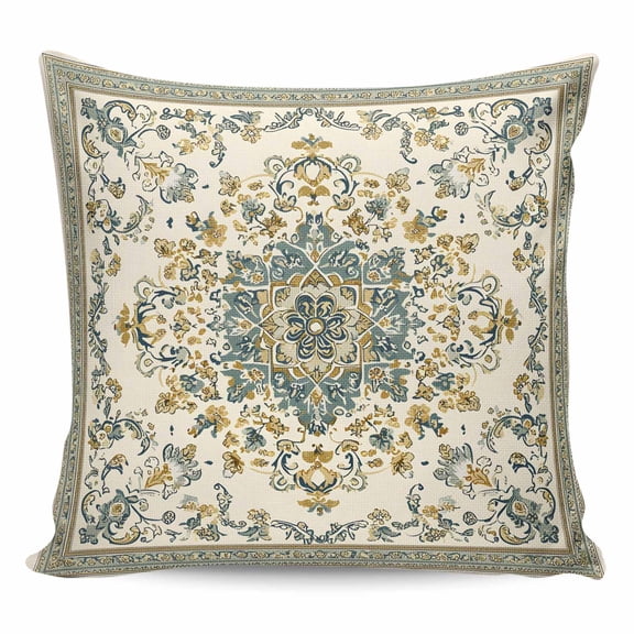 Throw Pillow Covers 18x18 Inch, Sage Green Boho Decorative Pillow Cases for Couch Sofa Bed, Geometric Ethnic Southwestern Cotton Linen Square Home Decor Pillowcases with Hidden Zipper