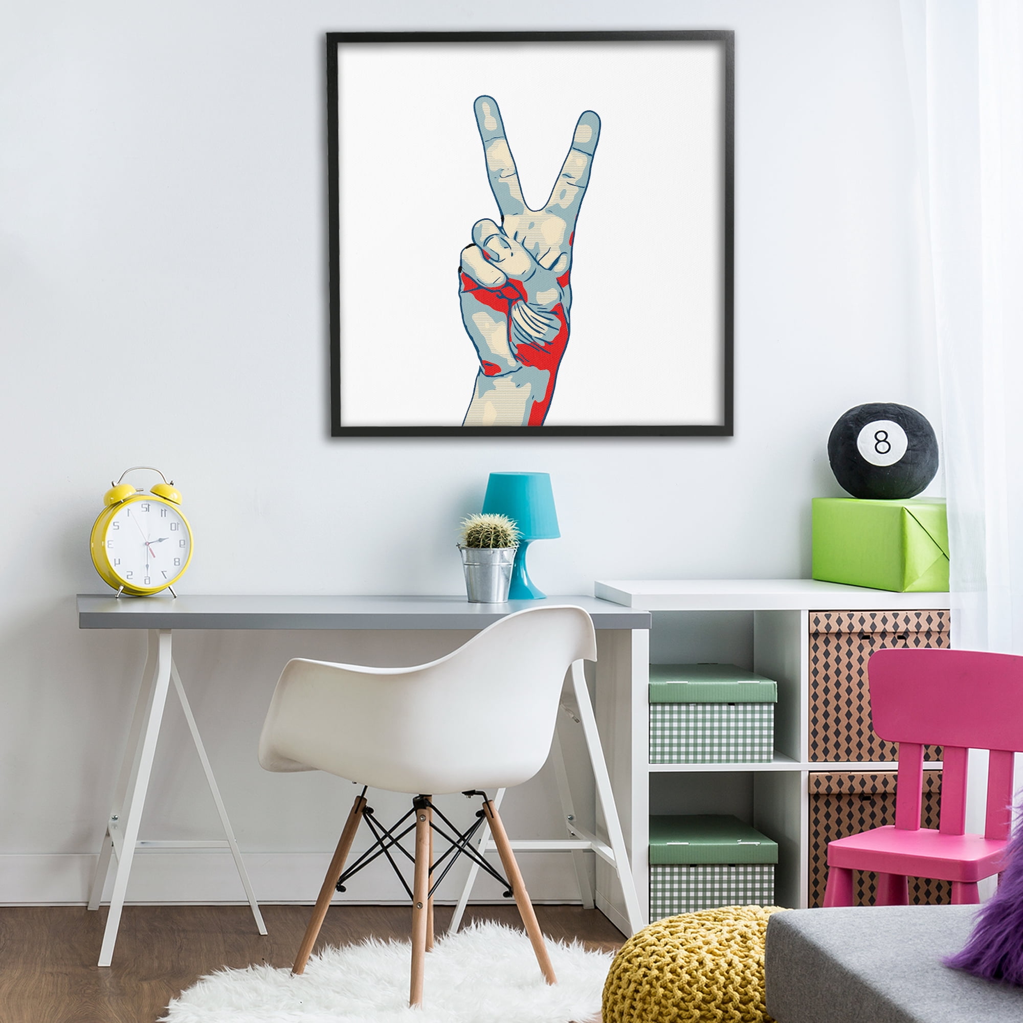 Stupell Industries Pop Style Peace Gesture Black Framed Giclee Art, design by Kim Curinga