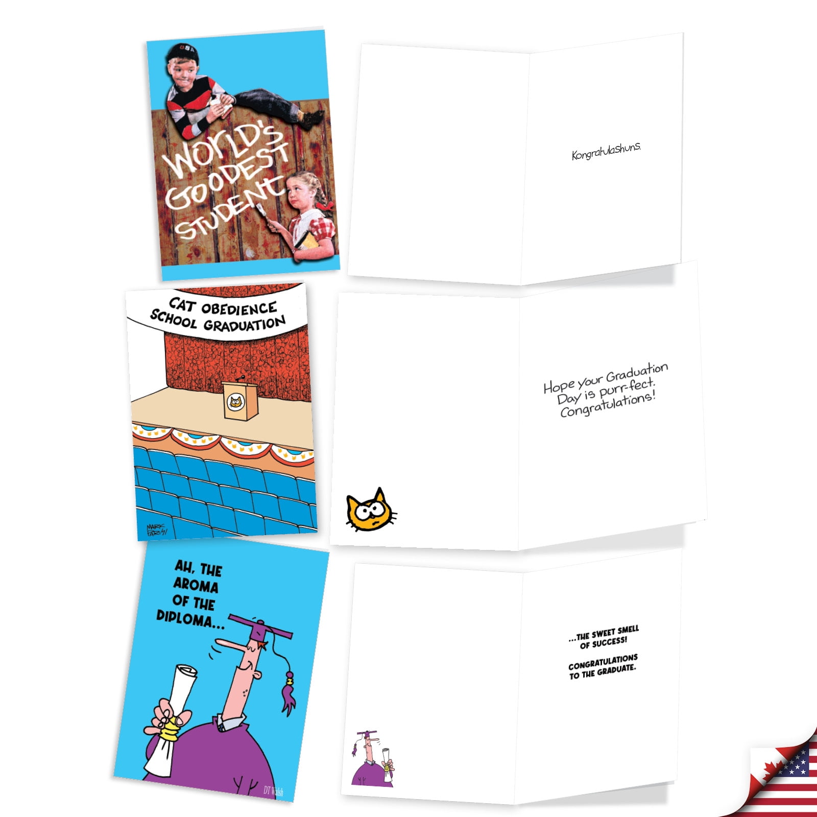 NobleWorks 20 Assorted Box Set Funny Graduation Greeting Cards (Graduate) w/5 x 7 Inch Envelopes (10 Designs, 2 Each) Head Of The Class AC10895GDG-B2x10
