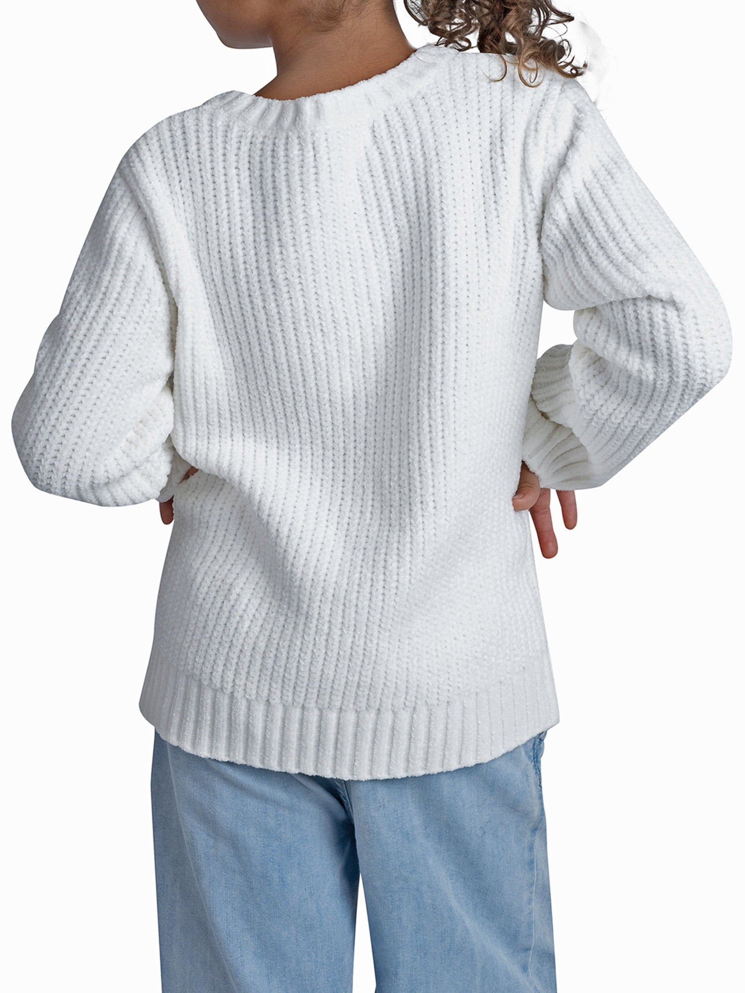 Jolly Sweaters Girls Christmas Long Sleeve Crew Neck Pullover Sweater, Sizes 4-16