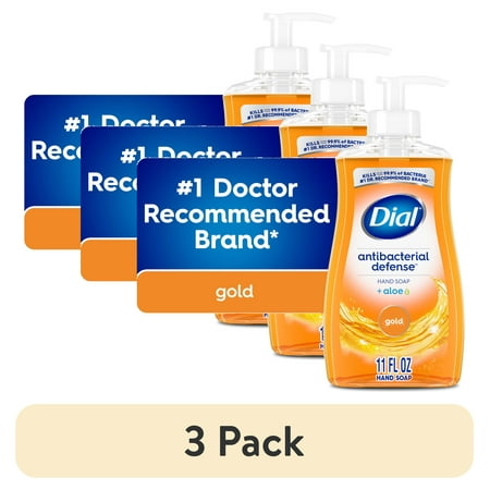 (3 pack) Dial Antibacterial Defense Gold Liquid Hand Soap, 11 fl oz