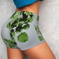 thumbnail image 3 of KLL Watercolor Green Leaves Pattern Workout Shorts for Women Scrunch Short Gym Yoga Running Sport Active Exercise Fitness Shorts, 3 of 8