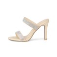 thumbnail image 6 of BLISSFUL STEP Women's Open Toe Stiletto High Heel Rhines Mules Sandals Beige 8, 6 of 8