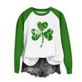 thumbnail image 2 of Ohufall Long Sleeve Shirts For Women, Spring Patchwork St. Patrick's Day Printed Round Neck Casual Loose Tee Pullover Women Tops, 2 of 4