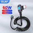 thumbnail image 2 of Cable de datos de resorte de doble codo de 60 W, cable de carga rápida tipo C a tipo C para iPhone 15, 16, Samsung y Xiaomi, cable doble tipo C., 2 of 5