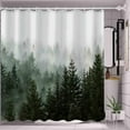 thumbnail image 5 of Green Misty Forest Shower Curtain Nature Tree Shower Curtain Set Dark Green Fabric Waterproof Shower Curtains for Bathroom Decor with 12 Hooks, 5 of 6