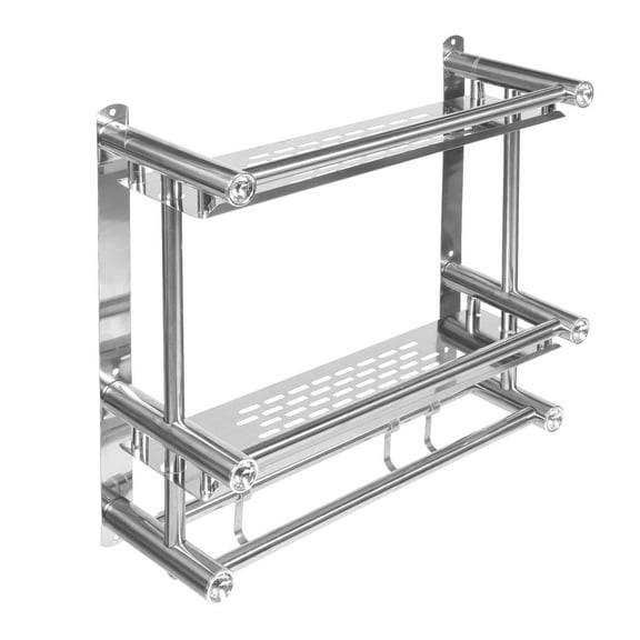 Yardwe Stainless Steel Bathroom Towel Rack Double Layers Wall Mounted Punch Free Organizer