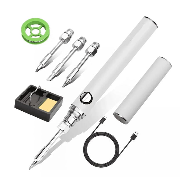 Soldador Inalámbrico Portátil Recargable Usb Con 3 Puntas blanco