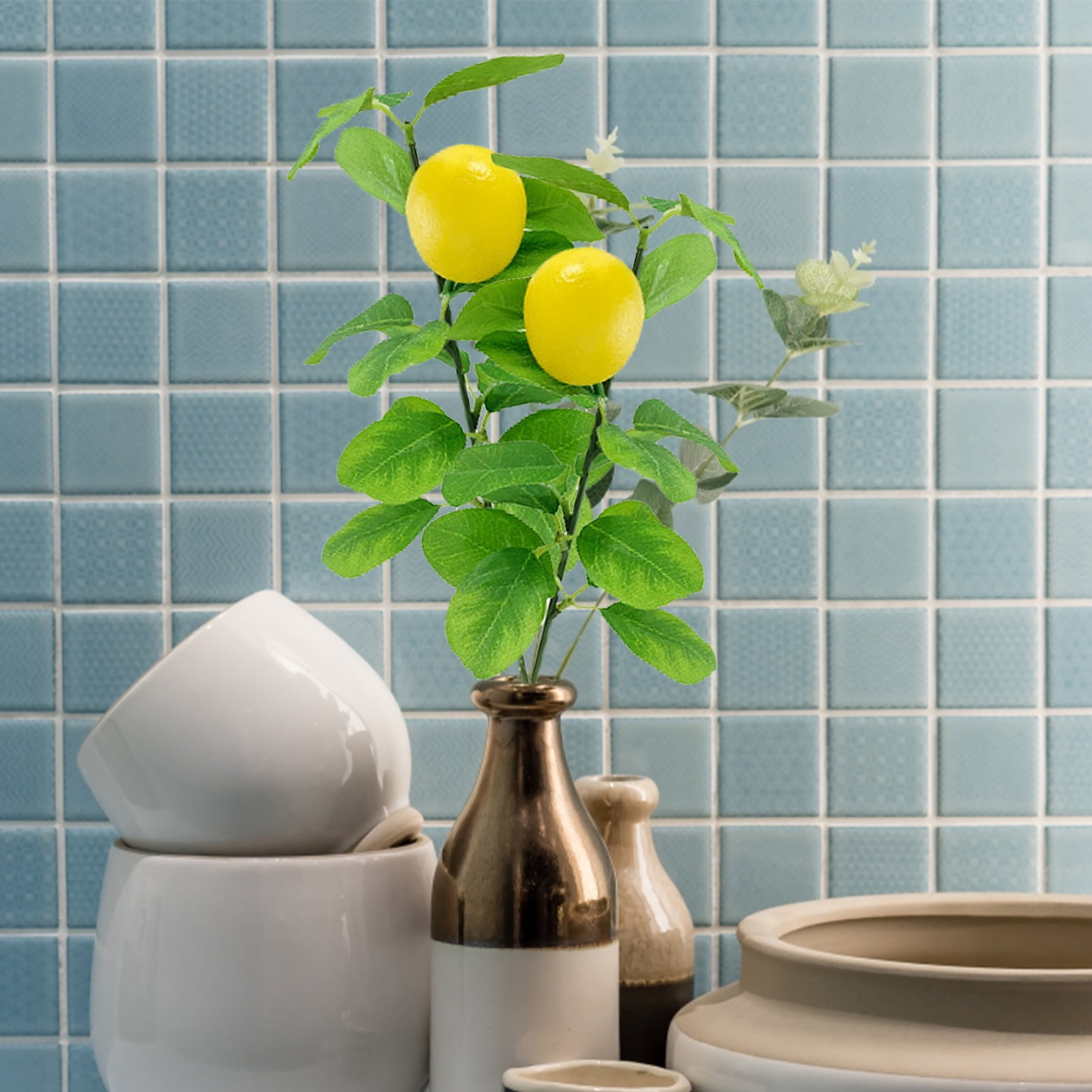 Lemon Decor Fake Lemons Branch Yellow Artificial Lemon Stem Small