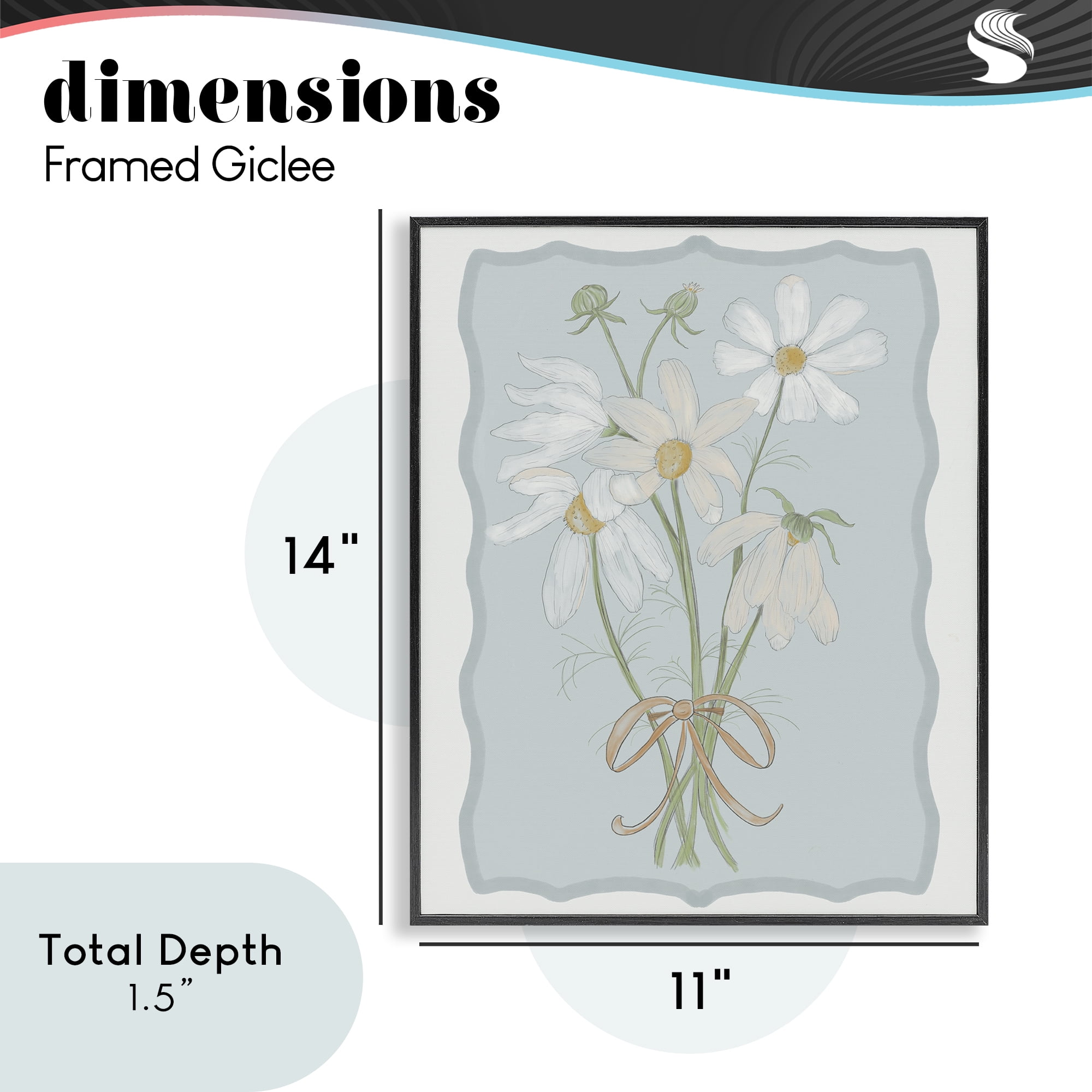 Spring Clippings Daisies Black Framed Giclee Art, design by Leslie Hermosa