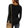 thumbnail image 4 of Pompotops Fashion Woman V-Neck Long Sleeve T-Shirt Autumn Solid Blouse Zipper Tops, 4 of 7