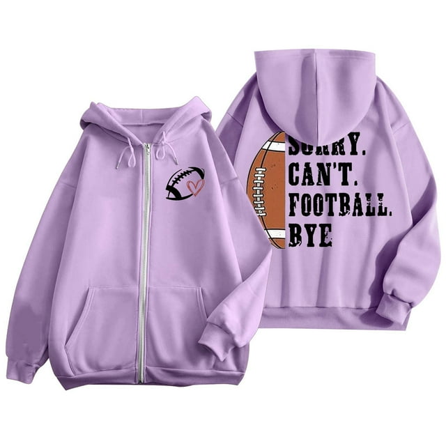 VBARHMQRT Sweat à Capuche Vintage pour Femmes, Mode Rugby Imprimé, Fermeture Éclair, Manches Longues, Poche, Cordon de Serrage, Décontracté, Sport (2)