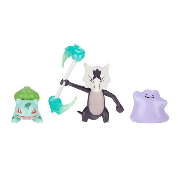 Pokemon Battle Figure 3 Pack - Features 2-Inch Bulbasaur and Ditto and 3-Inch Alolan Marowak Battle Figures