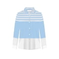 thumbnail image 4 of qafoshin Womens Blouses Button-Up Turn Down Collar Long Sleeve Summer Tops Loose Striped Printed Shirts, 4 of 5