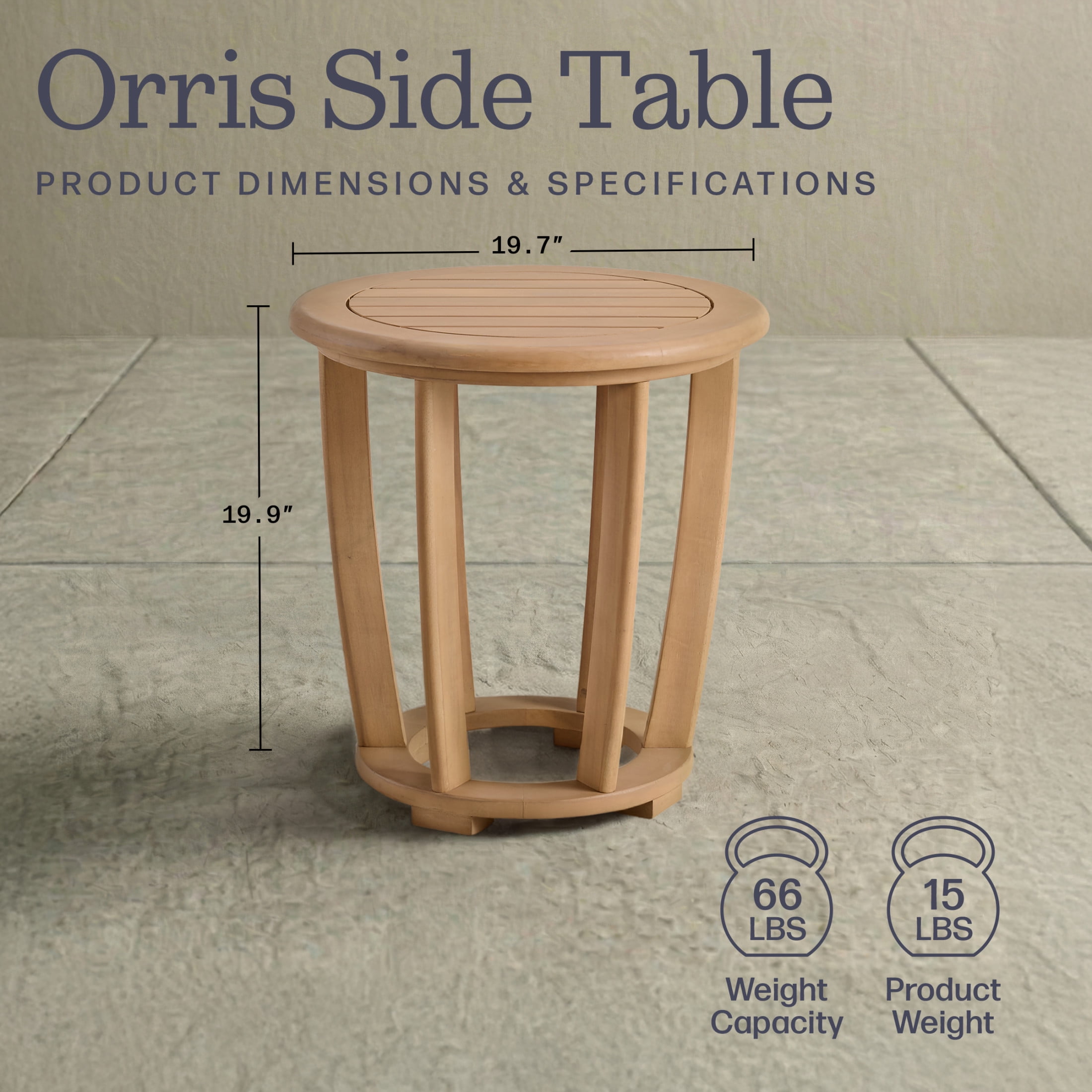 Alaterre Furniture Orris Outdoor Side Table - Eucalyptus Wood Round Outdoor Table