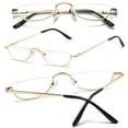 thumbnail image 4 of KOOSUFA Half Metal Moon Reading Glasses +2.5 Spring Hinge Half Frame Readers Eyeglasses Eyewear Gold, 4 of 8