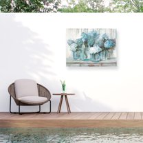 Carol Rowan 'Hydrangeas In Glass Jars Blue' Outdoor All-Weather Wall Decor