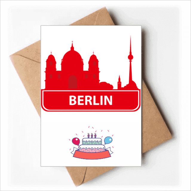 Berlín Alemania rojo patron de referencia Tarjetas de cumpleaños en sobres en blanco