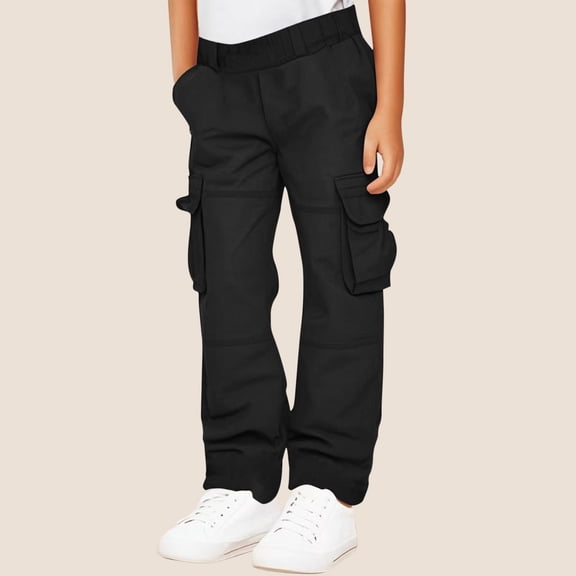 Waterproof Kids Work Pants Boys Girls Outdoor Casual Pants with Pockets Durable Loose Fit