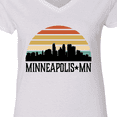 thumbnail image 4 of Inktastic Minneapolis Minnesota Skyline Retro Sunset Women's V-Neck T-Shirt, 4 of 5