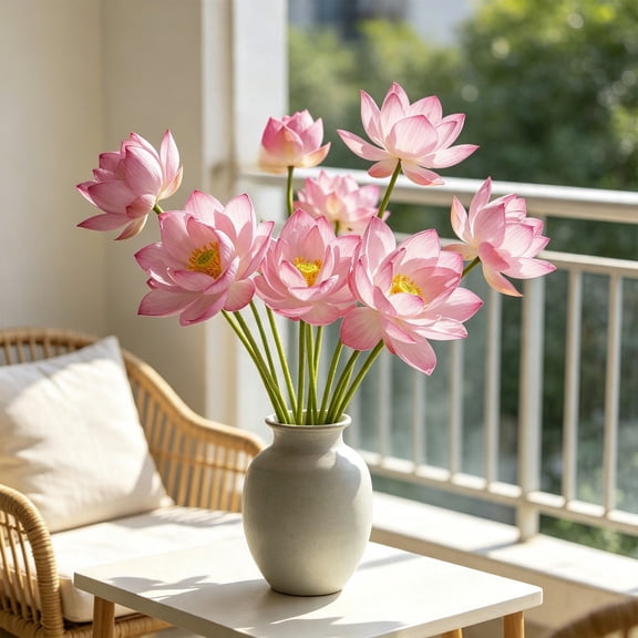 Artificial Silk Flower Arrangement with Vase, Realistic Faux Floral Centerpiece for Home Decor Table Decoration