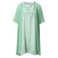 thumbnail image 4 of WTXUE Plus Size Dresses, Jacket Dress Short Sleeve Two-Piece Sets Crew Neck, Cardigan Dress Belt Neck Tulle Sleeve Pattern A-Line Vestidos Mid-Length Tulle Skirts Women's Plus, Green Size XL, 4 of 8