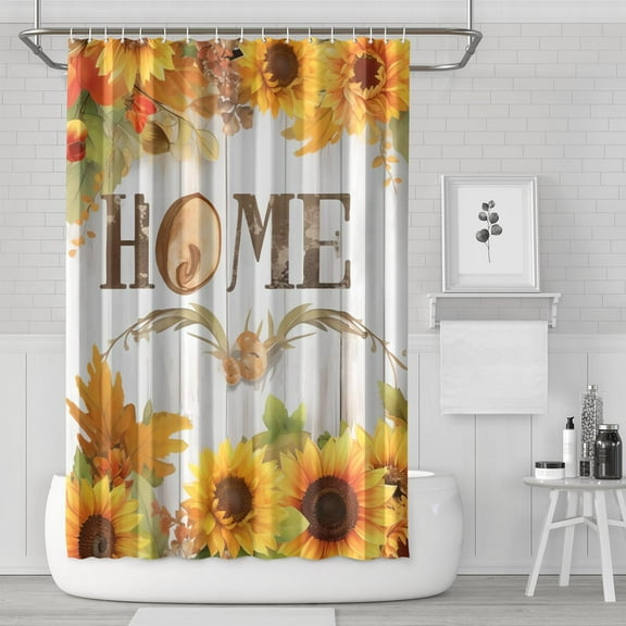 Farmhouse Sunflower Home Shower Curtains,Washable Bath Curtain with Hooks Friendly Polyester Fabric Bathroom Curtains for Halloween Thansgiving Christmas Hotel Dorm