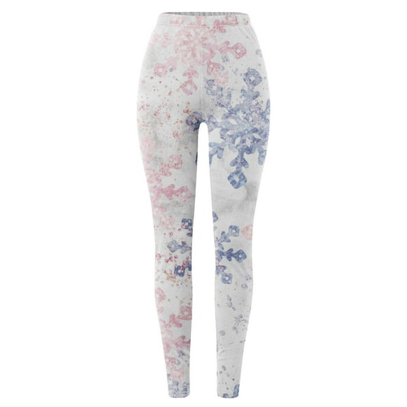 Flash Sale!Bunenne Fleece Lined Leggings Women Thermal Leggings for Women Tights High Waisted Sweatpants Christmas Snowflake Yoga Pants Tights Christmas Pants Winter Leggings Clear L