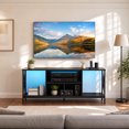 thumbnail image 2 of Industrial TV Stand for TVs up to 65" with Power Outlets& LED Light, Entertainment Center Media Console Table, Black, 2 of 9