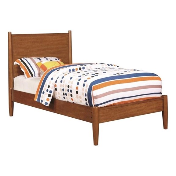 FOA Belkor Solid Wood Twin Platform Bed with 10" Memory Foam Mattress in Oak