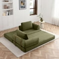 thumbnail image 3 of 79.5" Convertible Sofa Bed, Folding Floor Couch, Corduroy Couch Bed, Boneless Sofa for Living Room Bedroom, Green, 3 of 6