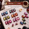 thumbnail image 3 of Beetles Mocha Sweater Cat Eye Gel Nail Polish Set, 6 Colors 9ml Fall Gel | Brown-Based Iridescent Cat Eye Gel Kit Magnetic Effect, Button Charms & Star Stickers & Magnet, Soak Off UV Salon at Home, 3 of 8