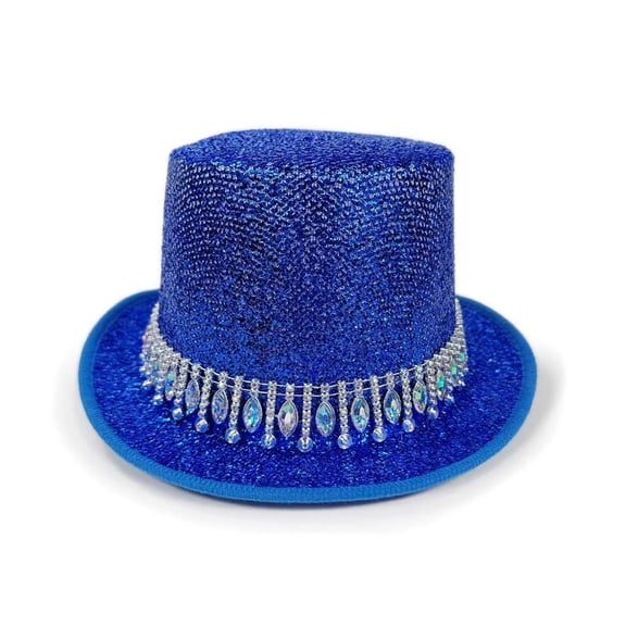 Glitter Top Hat with Drop Fringe, Rainbow Party Jazz Headwear, Celebration Stage Accessory for Adults