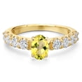 thumbnail image 3 of Gem Stone King 14K Yellow Gold Canary Mystic Topaz and Lab Grown Diamond Engagement Ring for Women | 1.68 Cttw | Oval 7X5MM | Gemstone November Birthstone | Size 5, 3 of 6