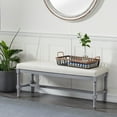 thumbnail image 3 of DecMode Wood Bench with Burlap Seat, Gray, 3 of 8