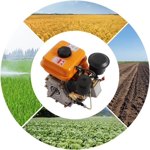 196CC 3HP Diesel Engine, 4 Stroke 2200W Go Kart Diesel Powered Motor with Singer-Cylinder & Air Cooling, Recoil Hand Start, Agricultural Machinery Engine (Orange)