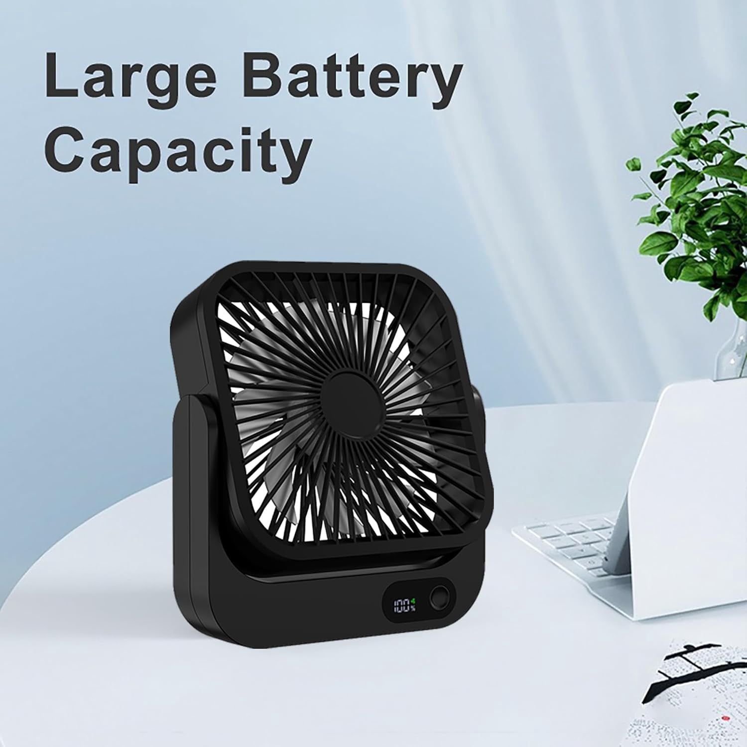 Magnetic Cruise Ship Fan, 5000mAh Battery Operated Portable Fan with 5 Speeds, Magnetically Sticks on Cabin Ceilings and Walls- Black