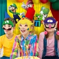 thumbnail image 4 of 1 juego de máscara de media cara con temática de Super Mario para decoración de fiestas, accesorios de cosplay para cumpleaños de niños, máscara de papel para fotografía con forma de bola de maquillaj, 4 of 4