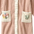 thumbnail image 5 of Fewfanhot Women’s Button‑Front Fleece Bath Robe, Mid‑Length Open Front House Robe with Decor Patch Pockets, Free Size Pajama Sleep Robe, 5 of 9