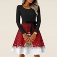 thumbnail image 6 of Women's Casual Fashion Long Sleeve Christmas Graphic Printed Vintage Dress with Round Neck for Retro Style and Holiday Occasions, Perfect for Women's Everyday Fashion,Red,5XL, 6 of 6