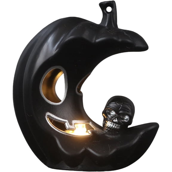 Hzzsbu Pumpkin Skeleton Resin Lantern Glowing Night Light Home Tabletop Decor